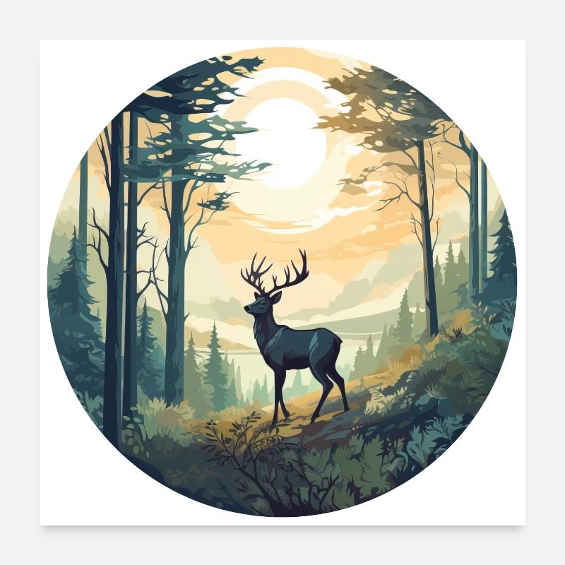 Einsame Rehe - Poster 60x60 cm - Weiß