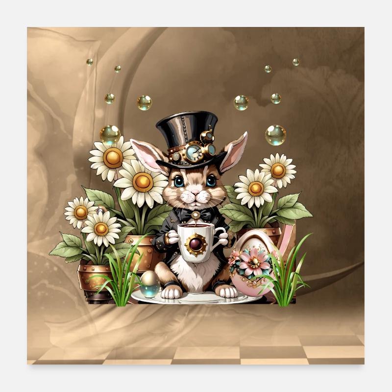 This cute Steampunk Easter Bunny is here Poster 24" x 24" (60x60 cm)