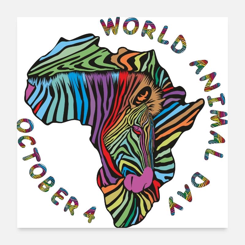 World Animal Day zebra background Poster 24" x 24" (60x60 cm)