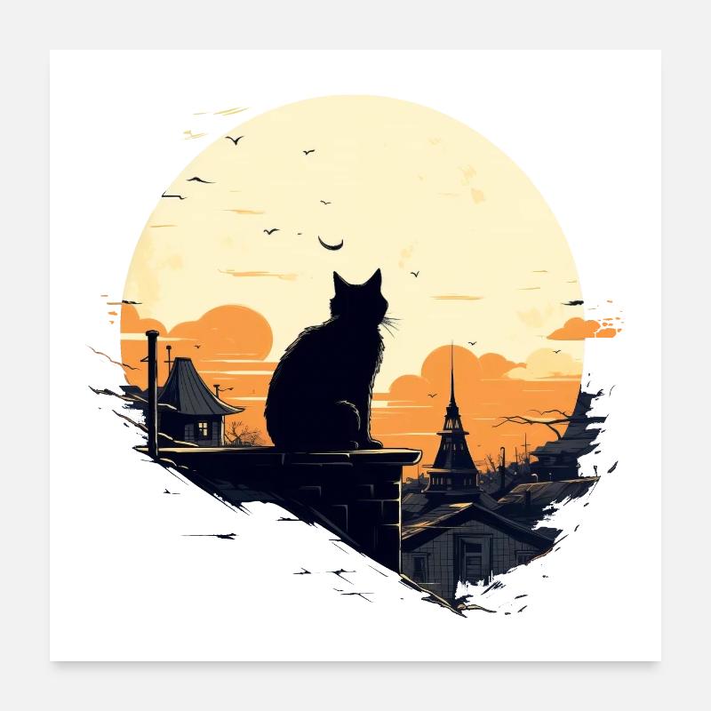 Chat solitaire Poster 60 x 60 cm