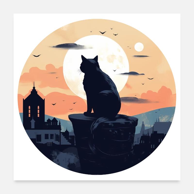 Chat sur le toit Poster 60 x 60 cm