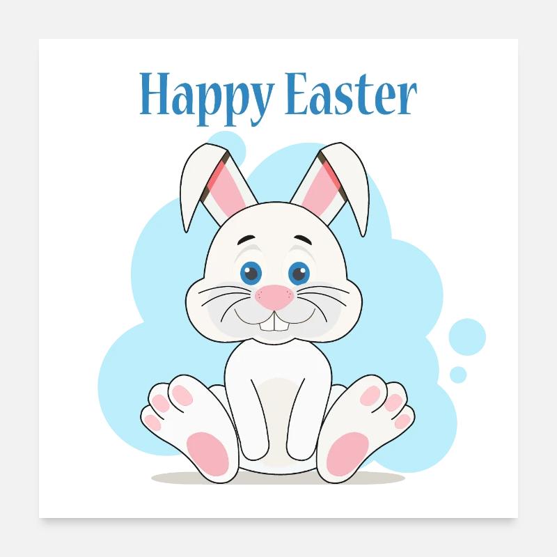 Joyeux lapin blanc de Pâques Poster 60 x 60 cm