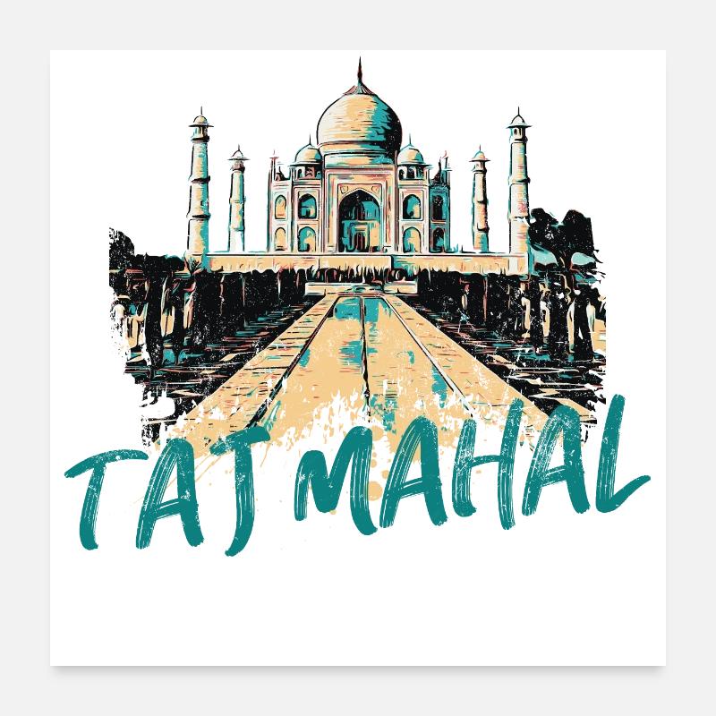 Illustration Taj Mahal, un des icones de l'Inde Poster 60 x 60 cm