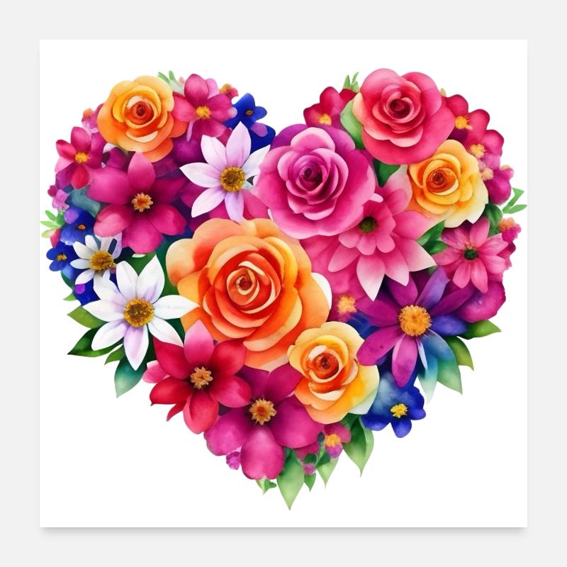 Blumen - ein Herz voller Poster 60x60 cm