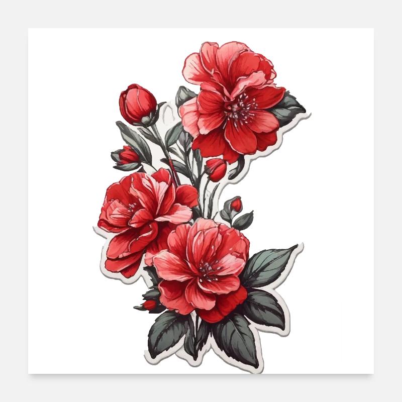 Schöne Rote Blume Poster 60x60 cm
