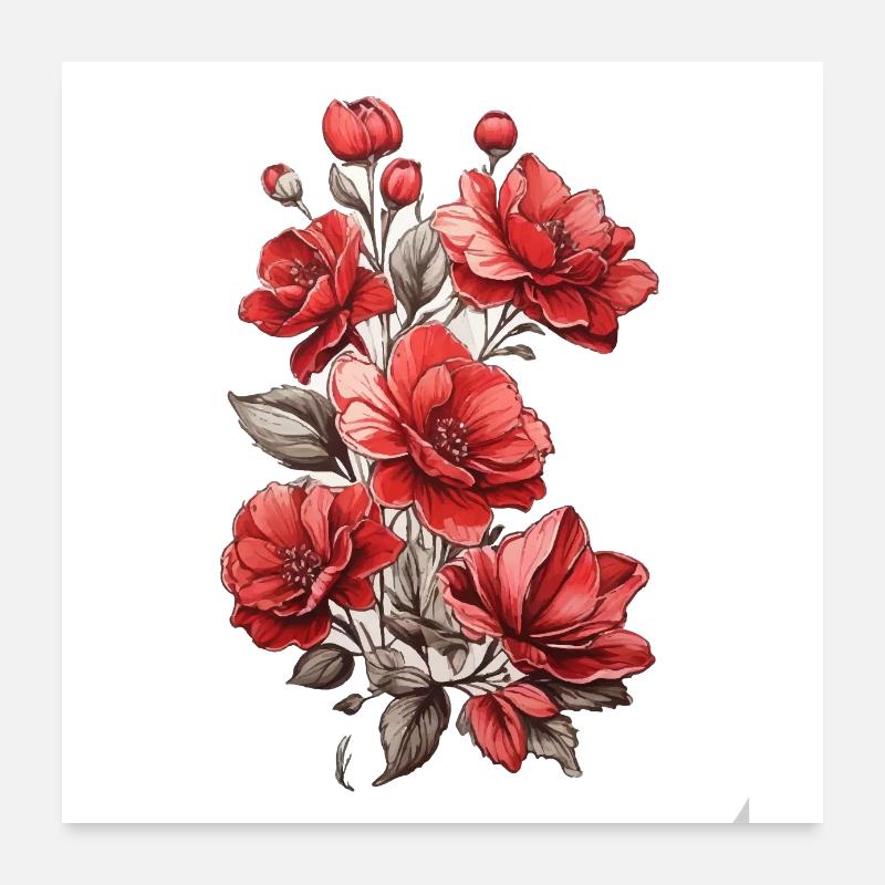 Schöne Rote Blume Poster 60x60 cm