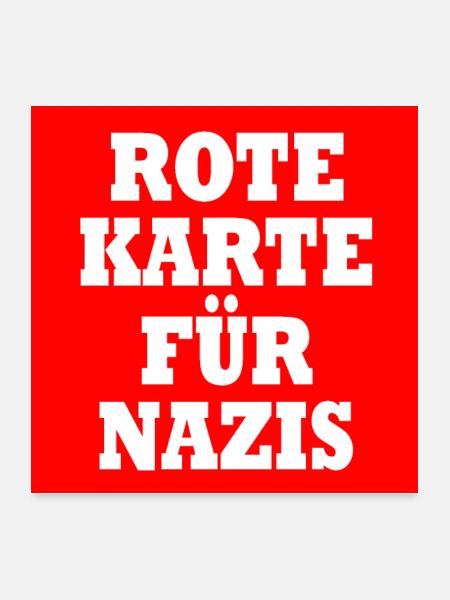 Rote karte für nazis - Poster 60x60 cm - Weiß - Vorne