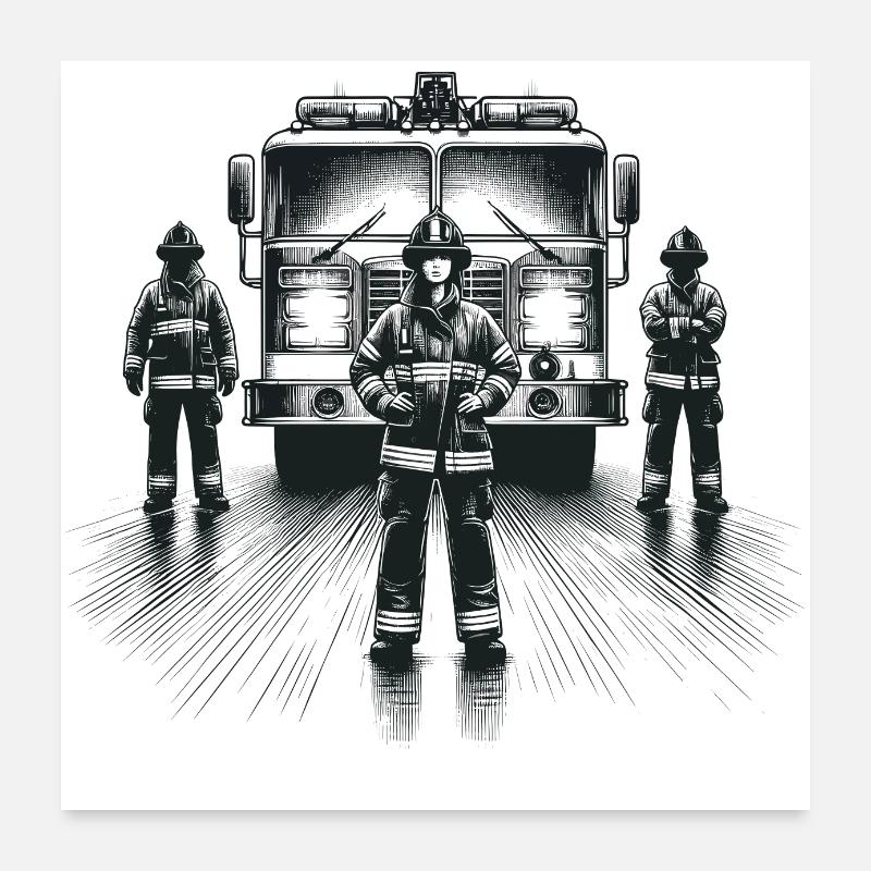 Firefighter Graphic Gift Poster 24" x 24" (60x60 cm)