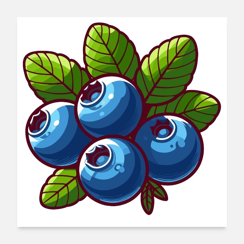 Heidelbeeren - Poster 60x60 cm - Weiß