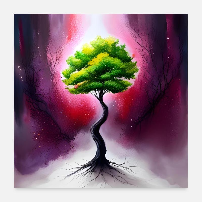 The Last Tree on Earth - Poster 60x60 cm - Weiß