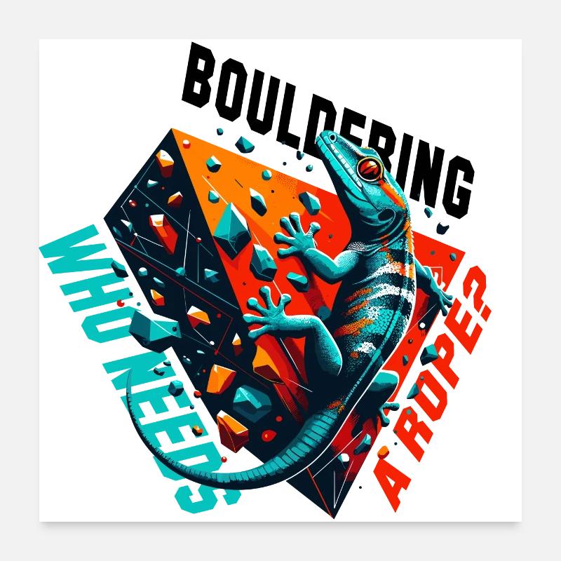 Bouldern Gecko Seil? Geschenk Poster 60x60 cm