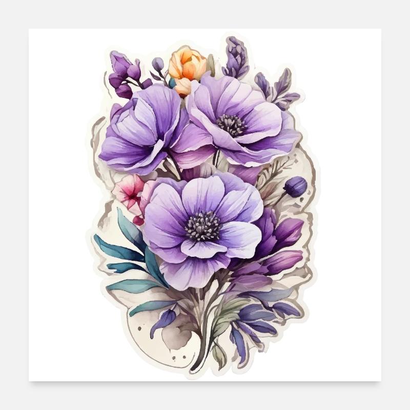 Blaue Wildblume Poster 60x60 cm