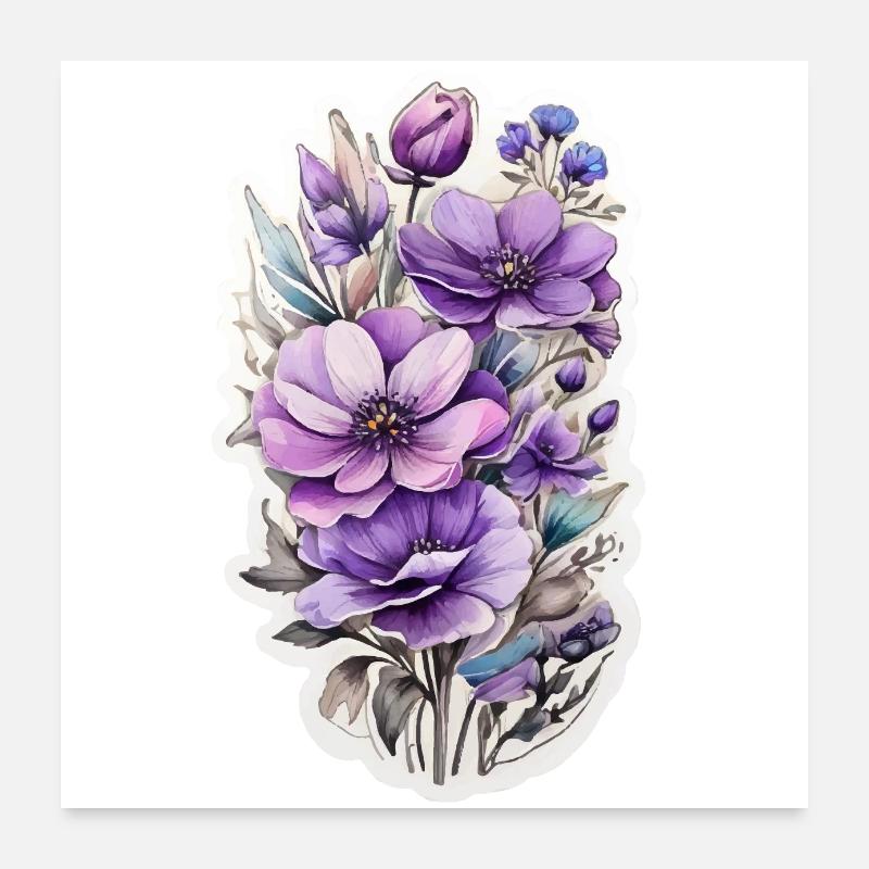 Blaue Wildblume Poster 60x60 cm