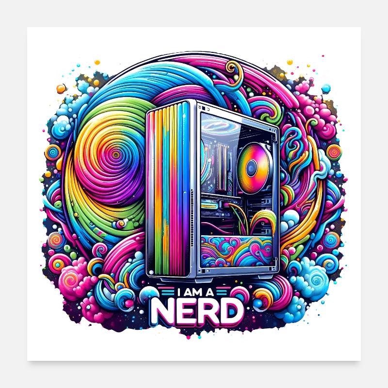 Arcobaleno dell'orgoglio nerd Poster 60x60 cm