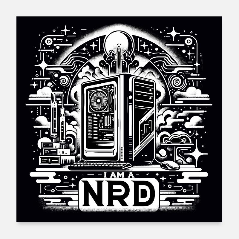 Nerd Pride Black&White Poster 24" x 24" (60x60 cm)