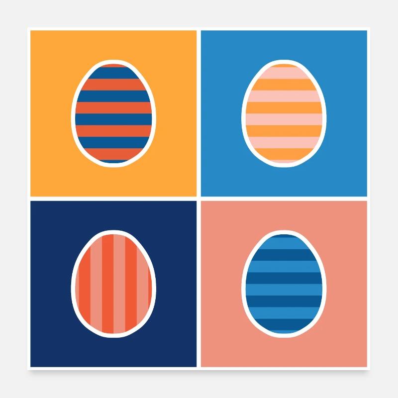 Gestreifte Ostereier Poster 60x60 cm