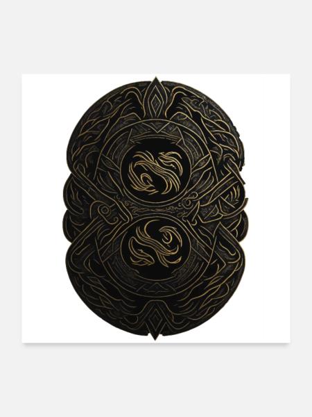 Mayan Black and Gold Monogram - Poster 24" x 24" (60x60 cm) - white - Front