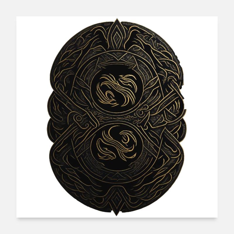 Mayan Black and Gold Monogram Poster 24" x 24" (60x60 cm)