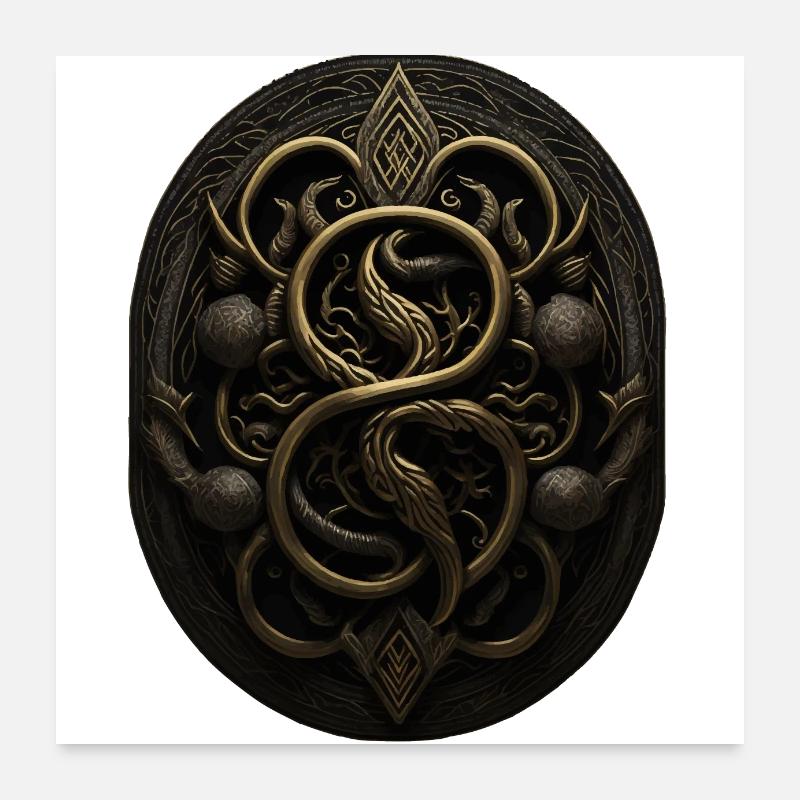 Monogramme Maya noir et or Poster 60 x 60 cm