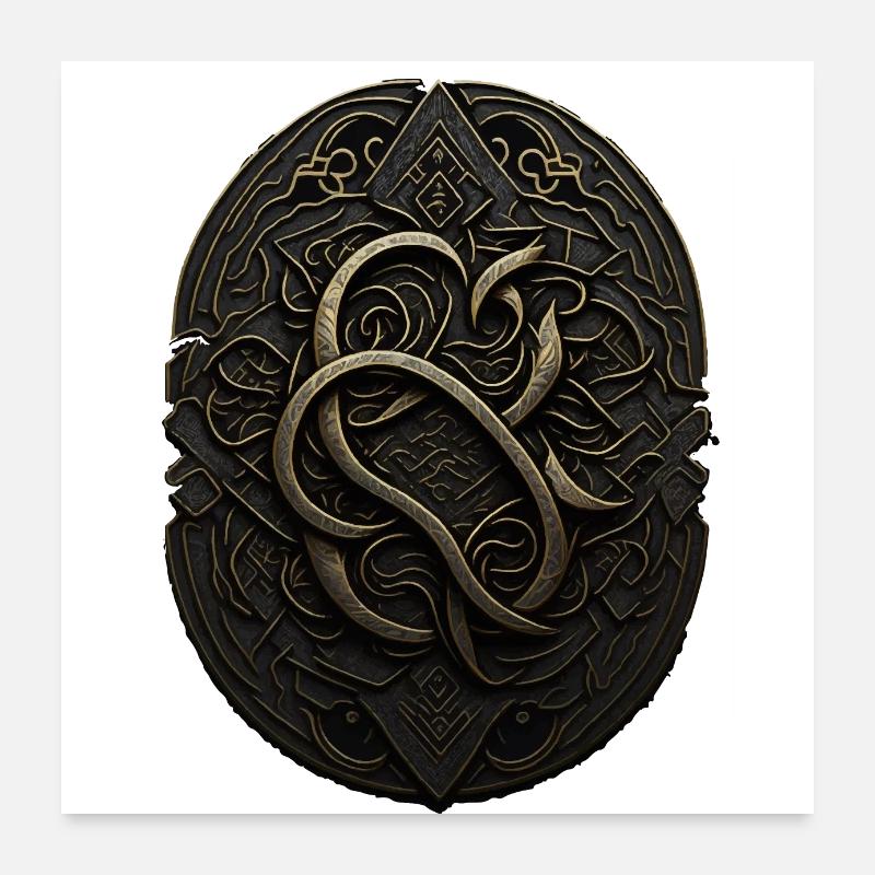Mayan Black and Gold Monogram Poster 24" x 24" (60x60 cm)