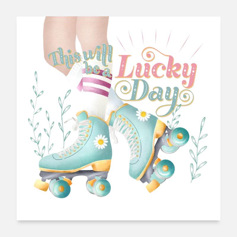 Rollschuh-fahrendes Mädchen Poster 60x60 cm