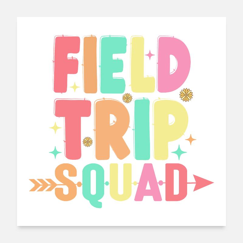 Matching Field Trip Squad Teacher And Students Poster 24" x 24" (60x60 cm)