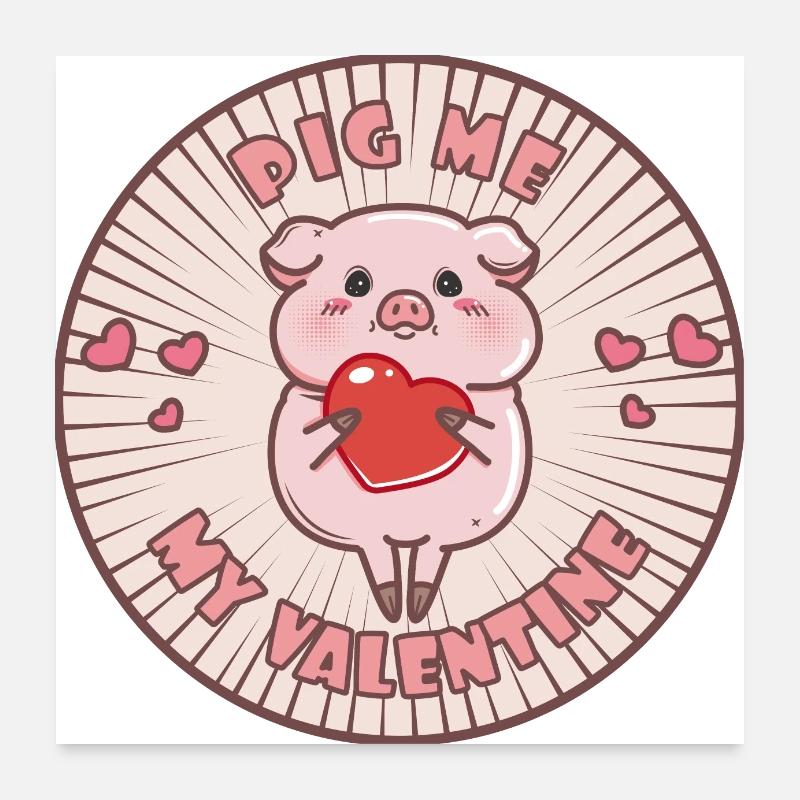 Schweinchen Valentinstag Poster 60x60 cm