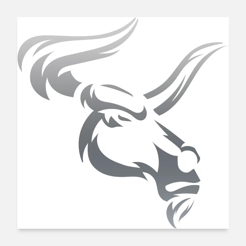 Stier Stierkopf Kopf Logo Steak Beast Gym Horn Poster 60x60 cm