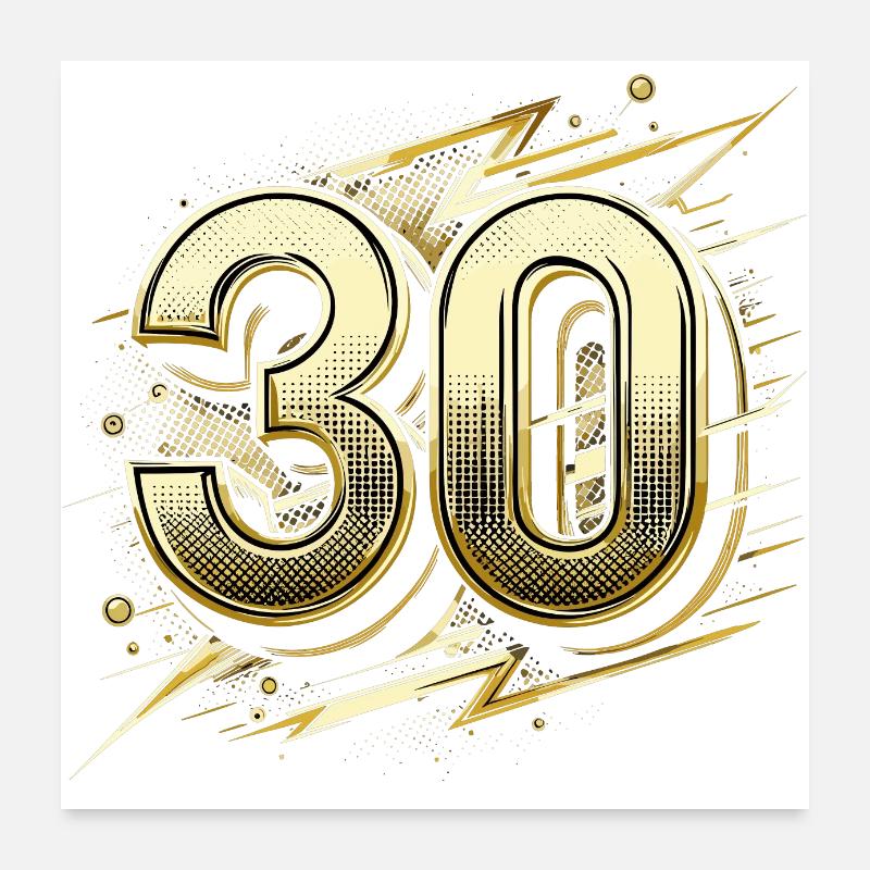 30 ans or Pop Art 30e cadeau d’anniversaire Poster 60 x 60 cm