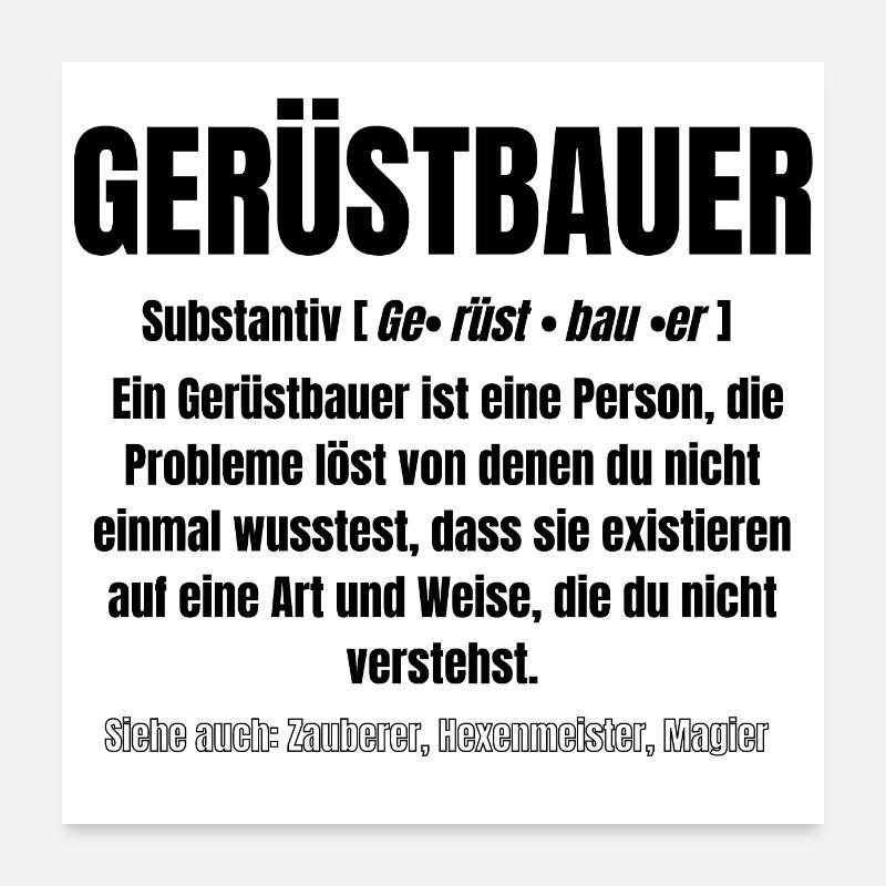 GERÜSTBAU Text Poster 60x60 cm