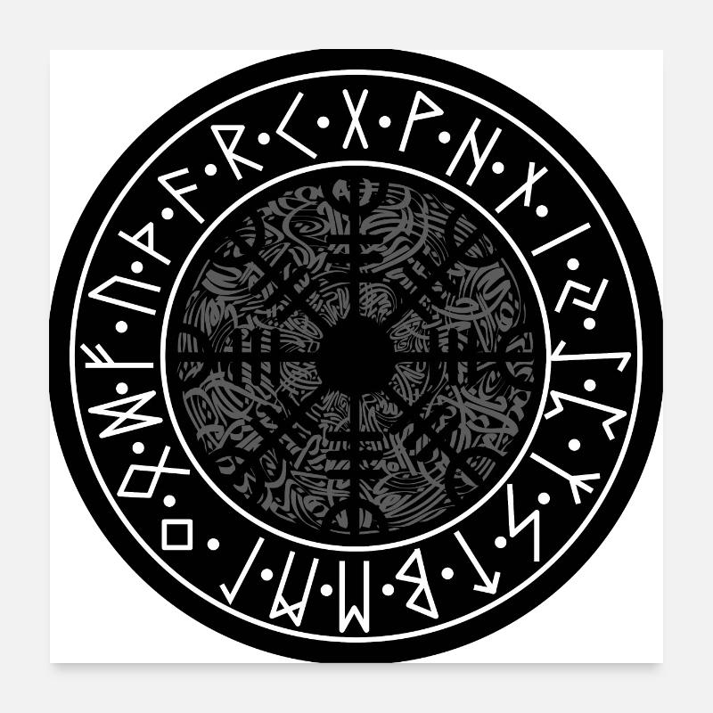 Ältester Futhark / Runen - Poster 60x60 cm - Weiß