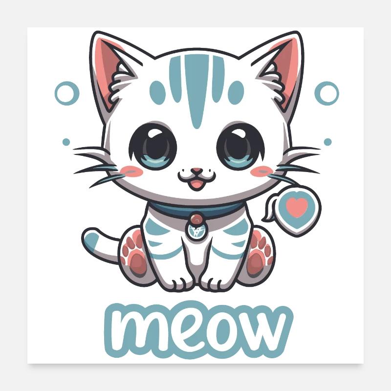 TonzoBeast Mignon 'Meow' anime Cat Tee Poster 60 x 60 cm