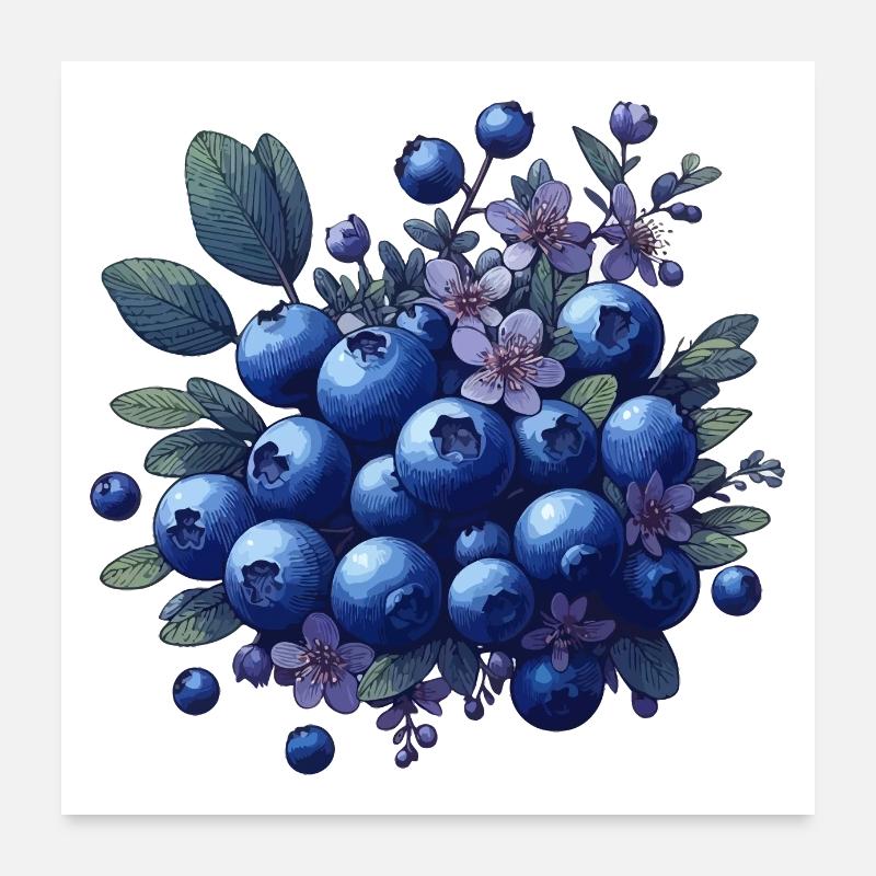 Bouquet de myrtilles Poster 60 x 60 cm
