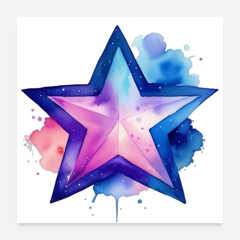 Éclaboussure de couleur : Étoile Poster 60 x 60 cm