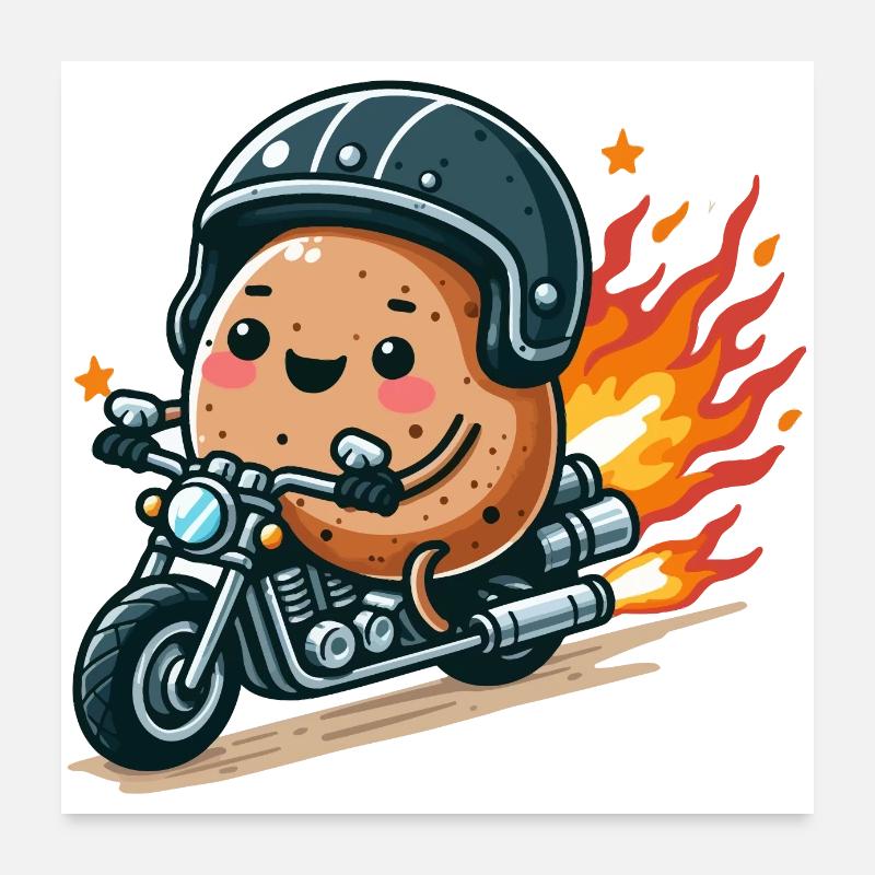Biker Potato Poster 24" x 24" (60x60 cm)