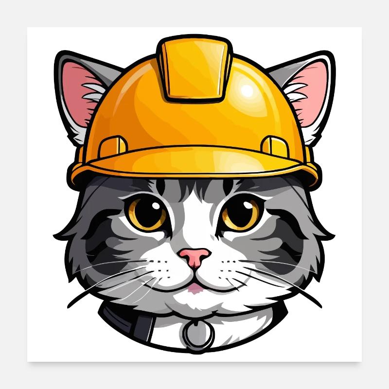 Fleißige Katze Poster 60x60 cm