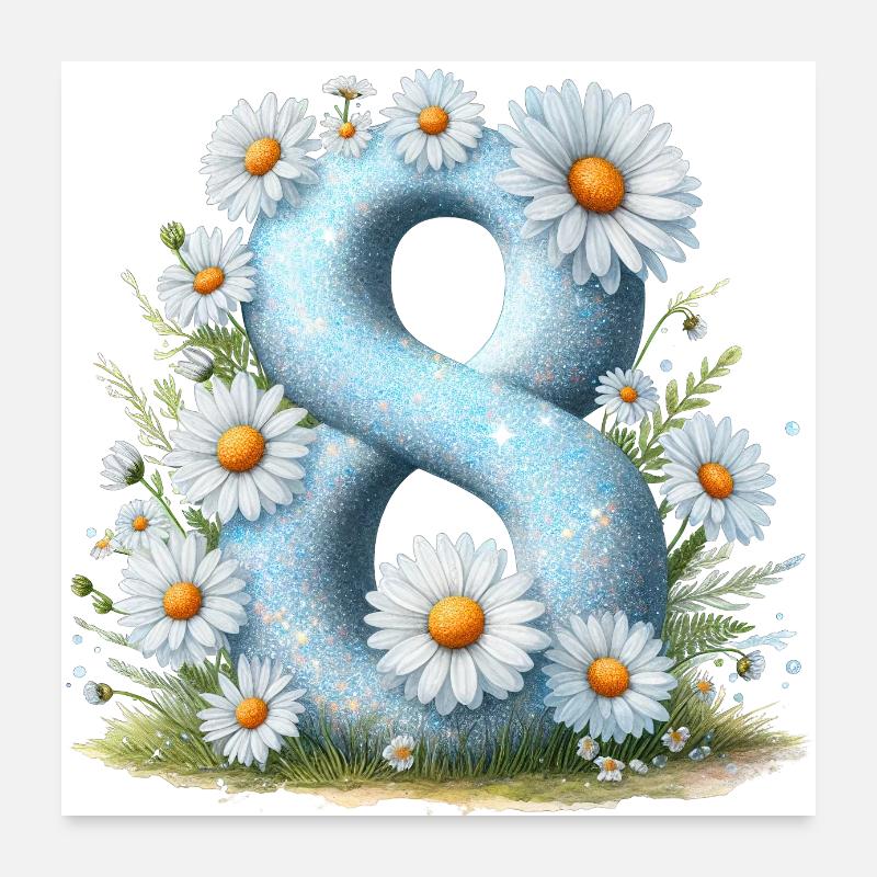No. 8 eit digital background number vector sign tal Poster 24" x 24" (60x60 cm)