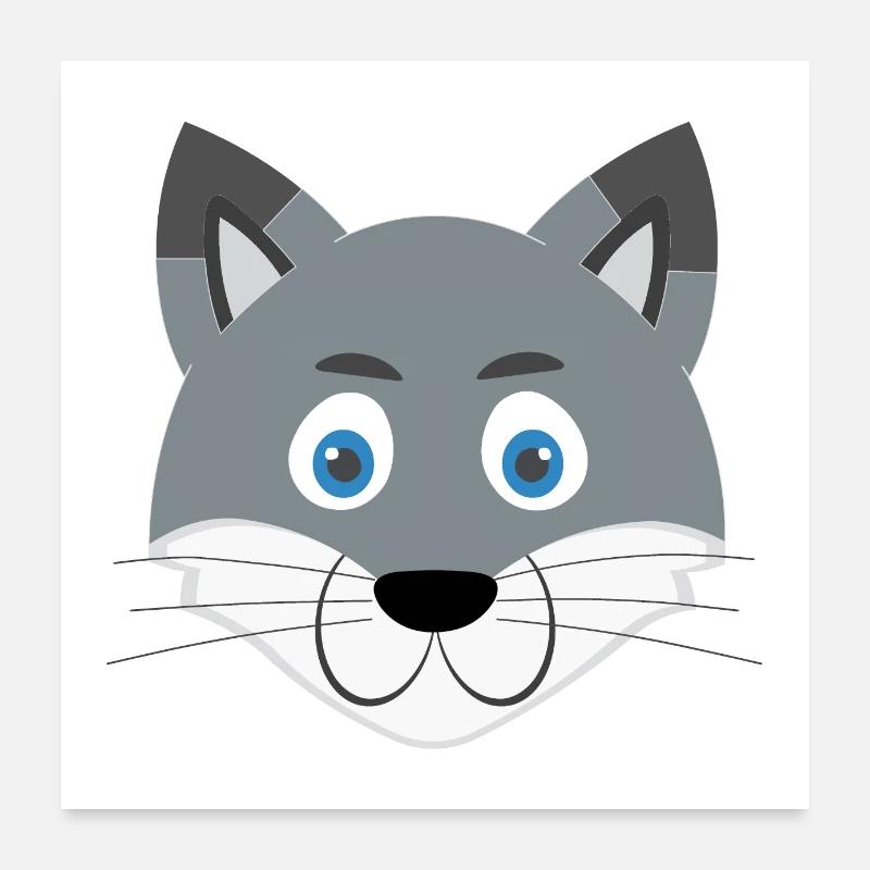 Cartoon Wolfsgesicht Poster 60x60 cm