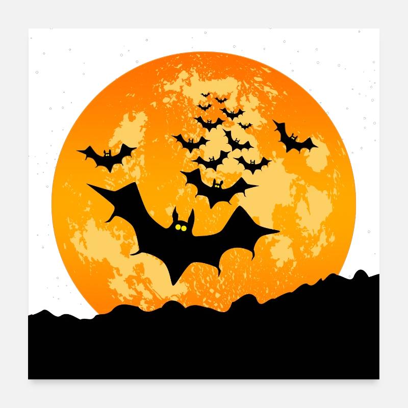 Halloween fliegende Fledermäuse Poster 60x60 cm