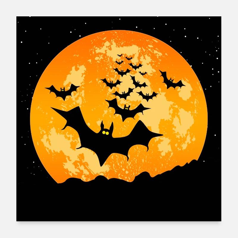 Halloween fliegende Fledermäuse Poster 60x60 cm