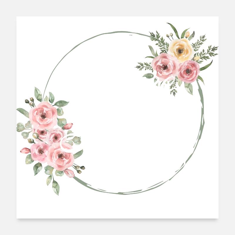 Future mariée fleurs roses -tshirt assorti Poster 60 x 60 cm