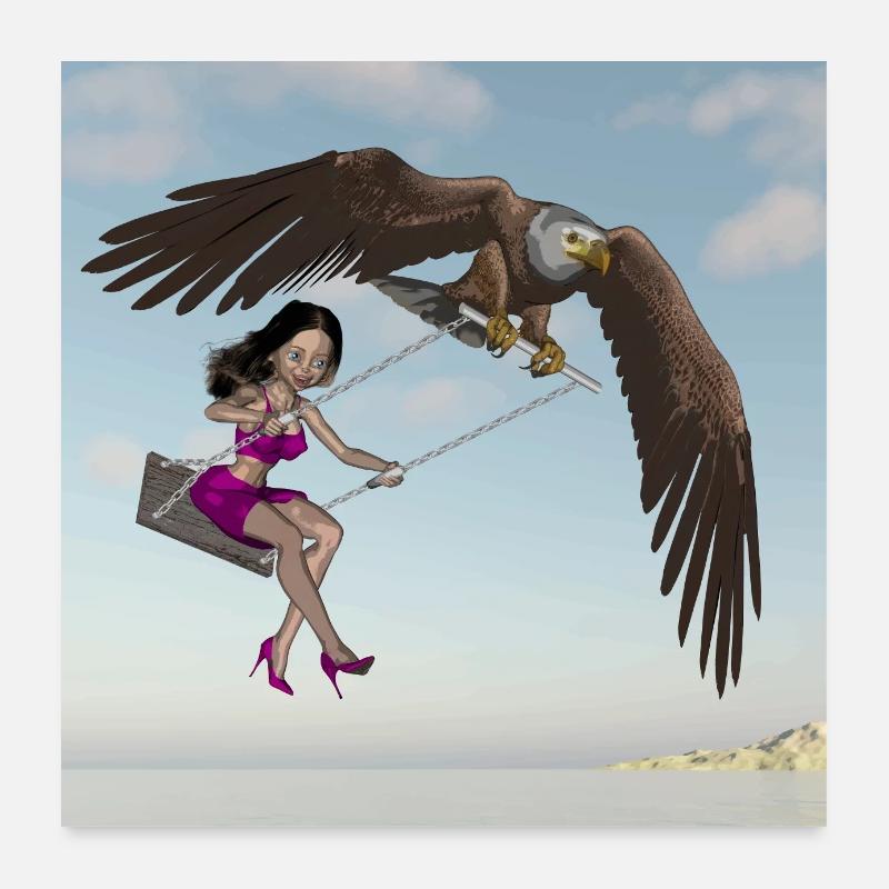 Se balançant dans le ciel. - Poster 60 x 60 cm - blanc