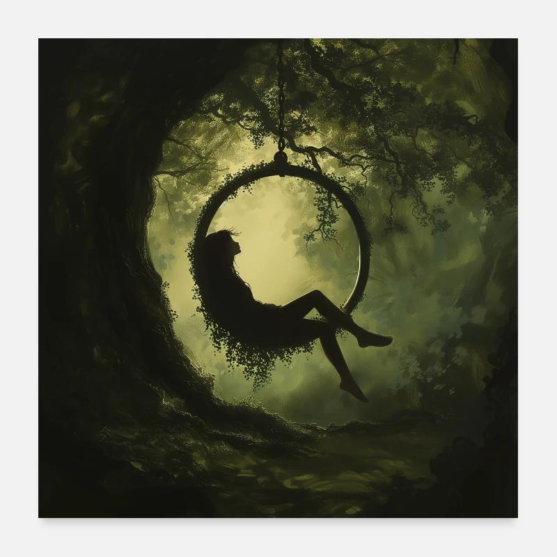 Silhouette de la forêt dans l’anneau aérien Poster 60 x 60 cm
