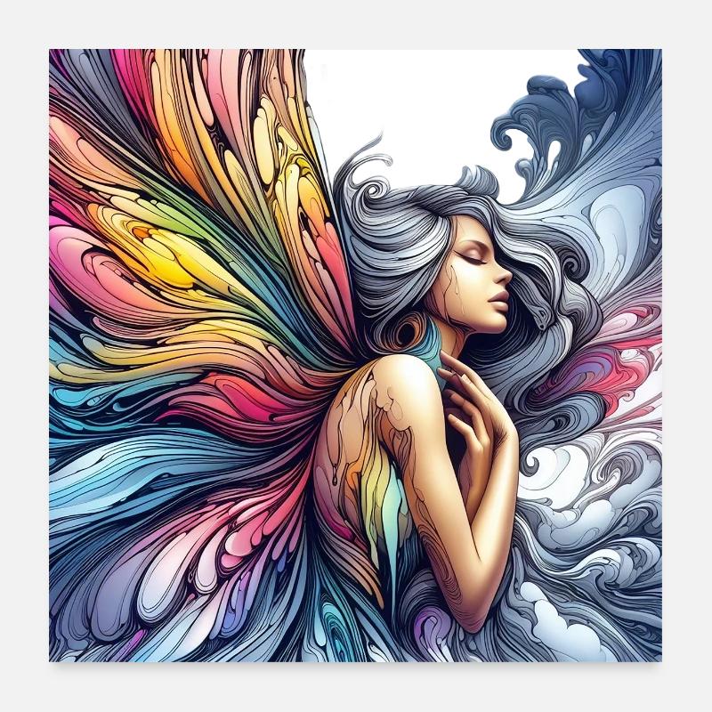Ailes de la fée papillon Poster 60 x 60 cm