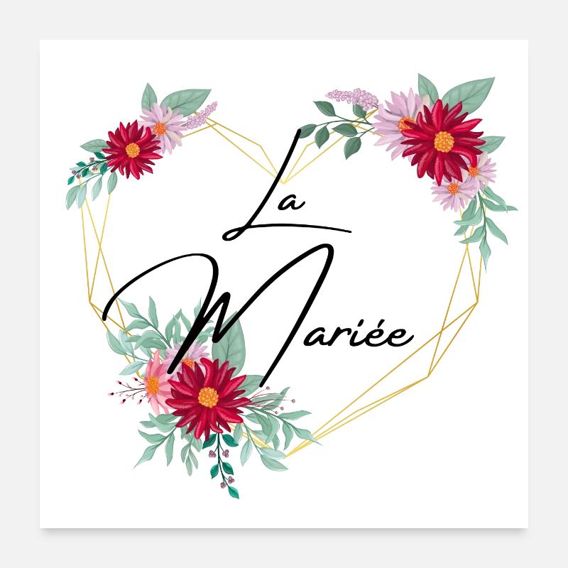 Bride heart floral - matching tshirt Poster 24" x 24" (60x60 cm)