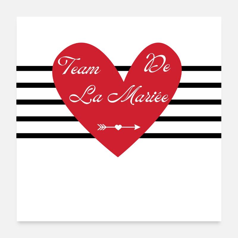 The bride's team with red heart-matching tshirt Poster 24" x 24" (60x60 cm)