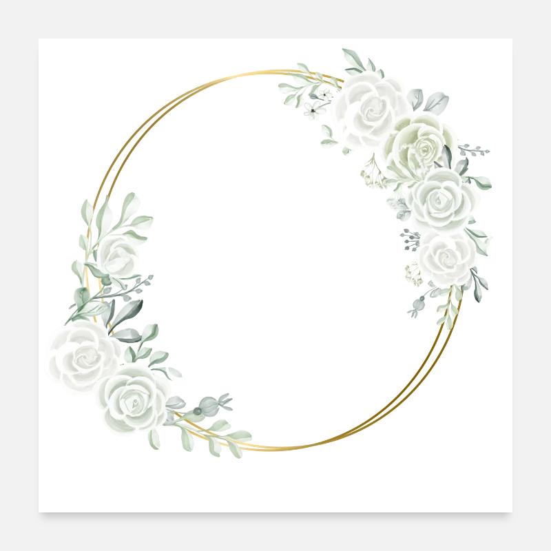 The Bride Team White Flower - Matching tshirt Poster 24" x 24" (60x60 cm)