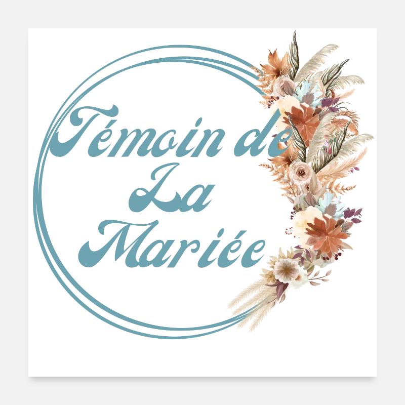 Témoin de la mariée fleurs rustique-tshirt assorti Poster 60 x 60 cm