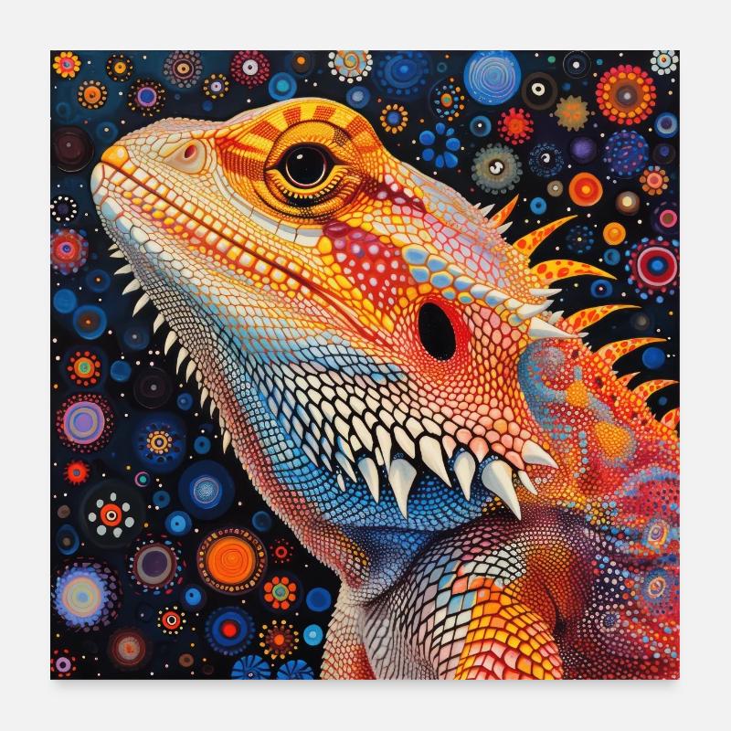 Bartagamen, bunt, tier, geschenk, geschenkidee - Poster 60x60 cm - Weiß