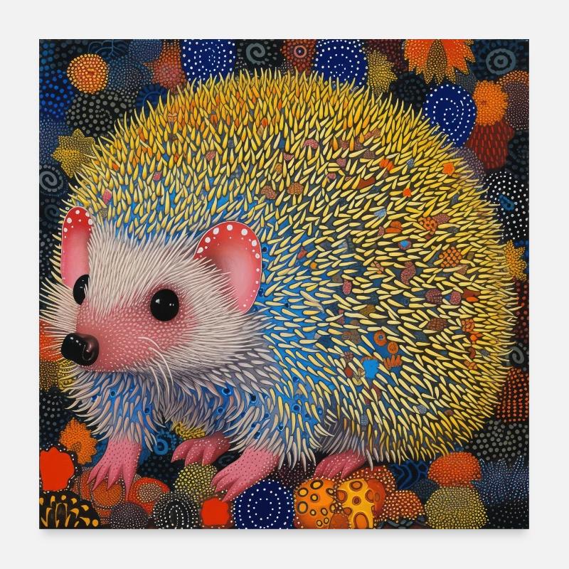 igel, bunt, tier, geschenk, geschenkidee - Poster 60x60 cm - Weiß